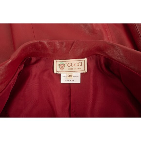 Gucci Womens Vintage Leather Jacket Blazer Red Sz 40 US S Small 1980s Excellent - Picture 6 of 6